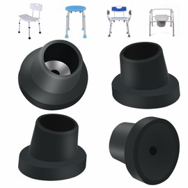 4 Pcs Replacement Feet for Bath Chair Leg Caps Heavy Duty Slope Rubber Feet Pad for Bath Seat Shower Stools (Black, 1-1/8")