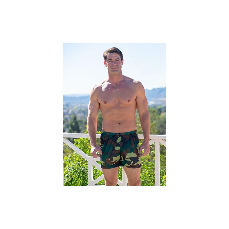 COOLTAN Men's Tan Through Swim Trunks, Camo, Size Medium