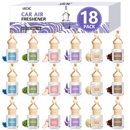 AROIC Car Air Freshener, 18 Pack Long Lasting Hanging Car Air Freshener Diffuser Set for Women & Men, 6 Premium Scents Essential Oil Vehicle Aroma Fragrance Gift (8ml Each)