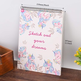 Sketchbook for Kids, Unicron Sketch Book and Art Paper for Girls and Artist Kids to Drawing and Sketching or Doodling, 8.5"x11", Spiral Bound Art Paper, Acid Free (110gsm) Drawing Paper