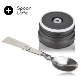 Milu Replacement lid for Thermal Container, 450 ml, 650 ml, 800 ml, Replacement Part, Colour: Black, Inner lid Including Seal and Spoon, BPA-Free