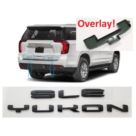 GMC OVERLAY Gloss Black Rear Yukon SLE Letters Emblem 2021-2023 GMC Yukon Yukon XL