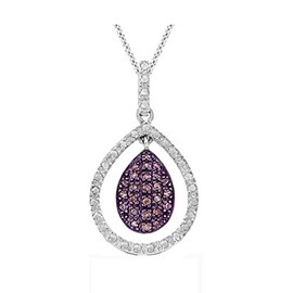 Brandy Diamond® 14k White Gold Silver Chocolate Brown Diamond Lovely Floating Teardrop Pendant Necklace 1/4 Ctw.
