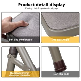 JELLYRATTBIT Yoga Auxiliary Chair Backless Yoga Chair Portable Folding Yoga Chair with Non-Slip Feet Covers for Flexibility and Strength Training (Black)