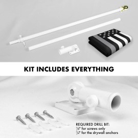 UD_G128 Combo Pack: Flag Pole 6 FT White Tangle Free & Thin Gray Line Flag 3x5 FT Brass Grommets Printed Polyester (Flag Include