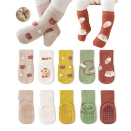 BEHELE Baby Non-skid Grip Socks Toddler Socks Warm Thick Anti Skid Slipper Crew Socks for Girls Boys Newborn Infant (as1, age, 0_month, 12_months, Type3, S)