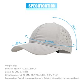 PivotWing 4-Panels Perforation Baseball Cap - Lightweight Breathable for All Sports, lightgrey