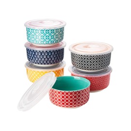 DOWAN 6 oz Ramekins with Lids Oven Safe for Creme Brulee Souffle, Ceramic Custard Cups for Baking, Small Bowls for Pudding Dip Ice Cream, Set of 6, Vibrant Colors