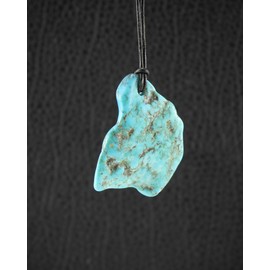 Budawi® Genuine Arizona Turquoise Pendant Necklace with Leather Cord, Gemstone, Turquoise