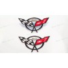 AUTO 2PCS Black Front Rear 50Th Anniversary Cross Flags Emblems