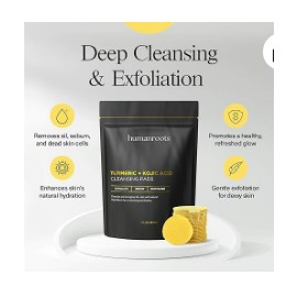 Turmeric Kojic Acid Cleansing Pads - Turmeric Face Scrub Pads with Vitamin C (30 pads), Kojic Acid and Turmeric Cleansing Pads for Exfoliation - Made With Vitamin B5