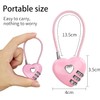 2 Pcs Pink Combination Lock, 3 Digit Heart Shaped Padlock