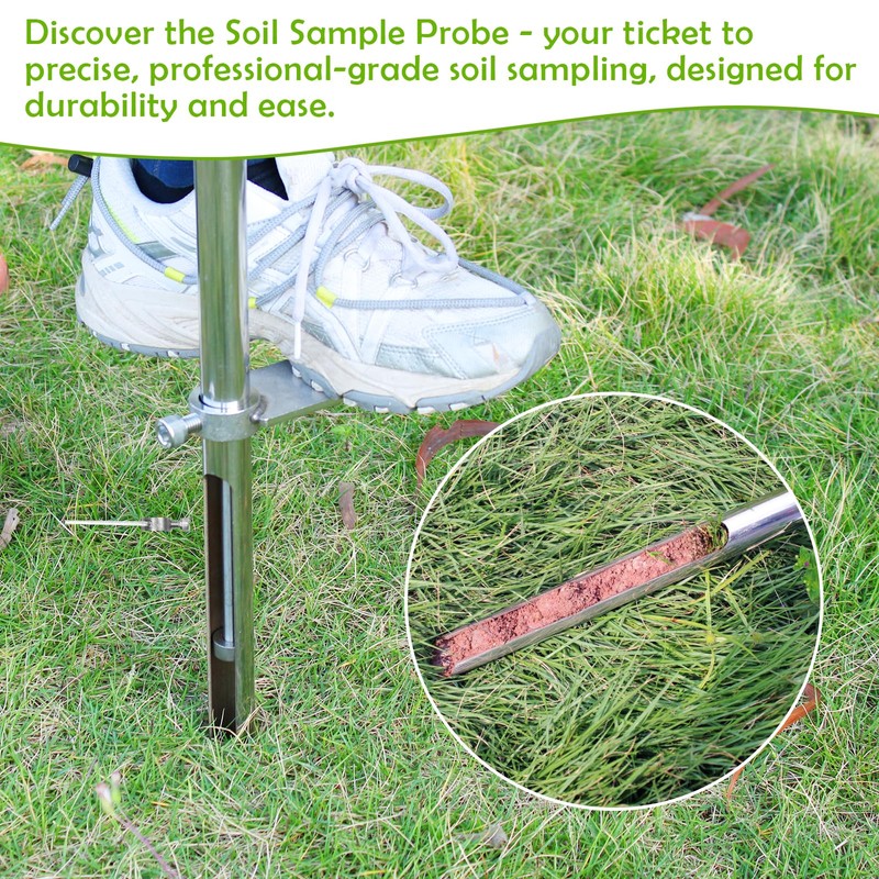 ZUIWAN 40 INCH Soil Sample Probe,Stainless Steel t-Style Handle Soil