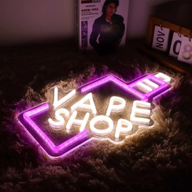 Vinray Smoke Shop Neon Sign for Business Advertising or Vape Shop Display.Atmosphere Neon Lights for Pub,Smoking Lounge.5V USB Powered.