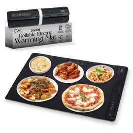 COOK WITH COLOR 350W Electric Food Warming Mat - Portable Food Warmer Tray with Adjustable Temperature, Fast 60-Second Heating, Auto Shut-Off, Rollable Silicone Pad for Parties & Everyday Use, Black