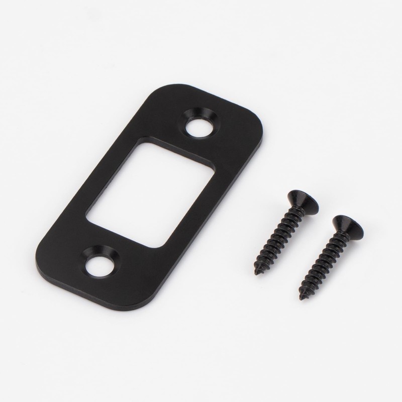 Deadbolt Strike Plate Black, 1" x 2-1/4" Round Corner Matte