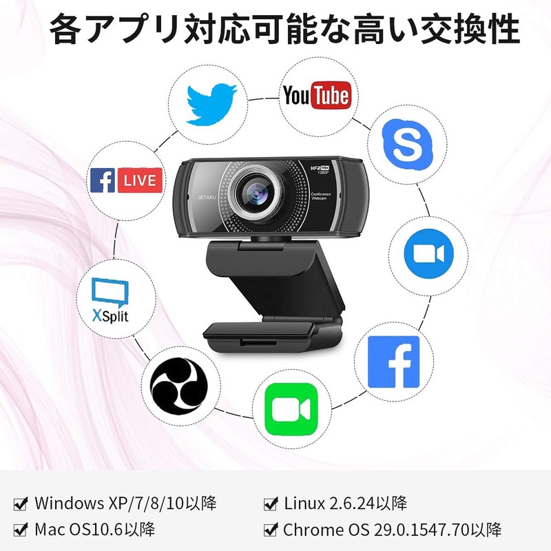 Webcam Full HD 1080P 60FPS Webcam 120° Wide Angle Microphone