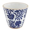 Mud Pie Indigo Small Pot, White Floral, 4" H x