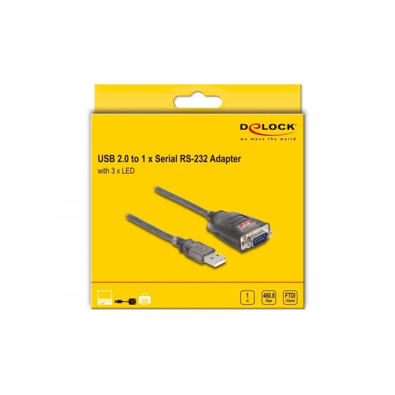 Delock Adapter USB 2.0 Type-A to 1 x Serial RS-232