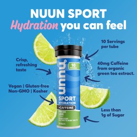 Nuun Nuun Sport + Caffeine Electrolyte Tablets – Dissolvable in Water, Variety Pack | 5 Essential Electrolytes for Hydration | 1g Sugar Drink Mix | Vegan, Non-GMO | 6 Pack (60 Total Servings)