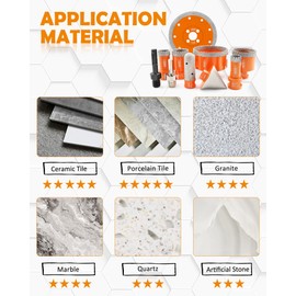 BGTEC Diamond Hole Saw Kit - 9PCS 20/25/35/50/75mm Drill Bits & 20mm Milling Finger Bit & 50mm Chamfering Bit & SDS/HEX & 125mm Tile Blade for Porcelain Tile Ceramic Granite Marble Stoneware