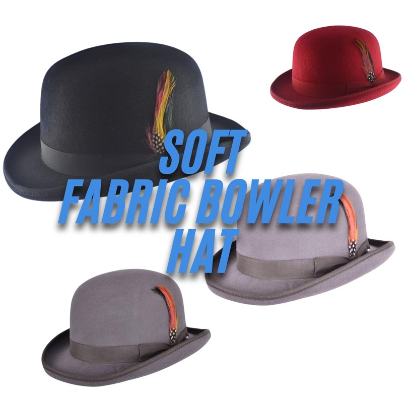 Trenzeo Classic Bowler Derby Hat, Victorian Style, Black, Formal Wear