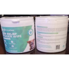 VetPrimeCare Ear Relief Finger Wipe For Dogs 2 Pack Gentle Ear Wax Removal Sooth