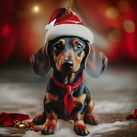 MC-Trend Pack of 12 Dachshund Christmas Tree Decorations - Funny Christmas Tree Decorations for a Special Christmas Decoration (12)