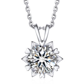MomentWish Moissanite Women's Necklace 925 Silver 1-2 Carat Moissanite Diamond Chain Women's Solitaire Pendant Jewellery with Gift Box Gra Certificate for Women Girlfriend, Sterling Silver, Moissanite