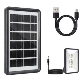 KBT 6V 3W Potable or Fiexd Solar Battery Charger Kit with 2400mAh Rechargeable Battery (3W LED Light, USB calbe) Multi-Functions f for Outdoor Camping Lighting, Safety Cameras, Phones, Small Fans