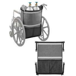 Oxygen Tank Holder for Wheelchairs, Walkers & Scooters - Reflective Straps, Quick-Release, Quick-Dry Easy-Clean - Fits D/E Small Cylinders（2, Grey)