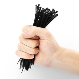 JiGO Zip Ties 12 in 50 Lbs Bulk Pack 100 PCS, Heavy Duty Cable Ties, UV Black Color, Ideal for Cable Management, Home Office, Contractors, Electricians, Home Repair, Festival Decoration, Garden