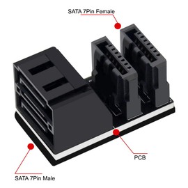 Cablecc Dual SATA 7Pin Female to 90 Degree Angled 7Pin Male Vertical Adapter Low Profile for Desktops SSD HDD Mainboard Motherboard