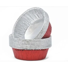Bakery Direct 50 Round Aluminium foil Pie foils/Dishes in 4 Colours! (Red/Silver)