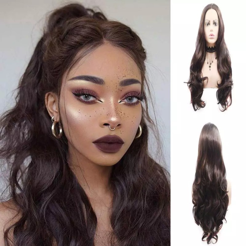 karissa Hair Brown Wavy Lace Front Wig Pre Plucked Real