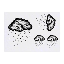 4 x 'Rain Cloud' Temporary Tattoos - Water Resistant, Skin-Safe, Non-Toxic Transfers, Mixed Sizes (TO00003939)