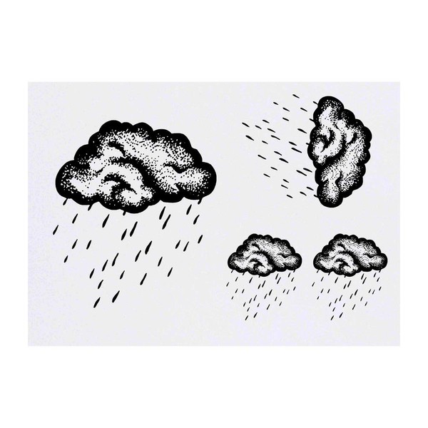 4 x 'Rain Cloud' Temporary Tattoos - Water Resistant, Skin-Safe,