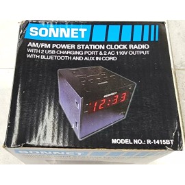Sonnet R-1415BT Power Station Clock Radio with 2 USB & 2 110 Volt