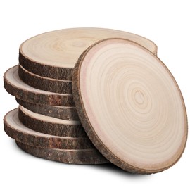 JILTWO 8Pcs 7-8 Inch Unfinished Wood Slices, Wood Rounds Cookies for Crafts, Rustic Wood Circles & Slabs, Wooden Discs for Tables Decor- Perfect for Centerpieces, Art Projects and Rustic Weddings