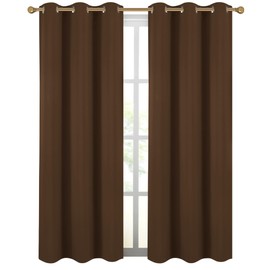 Diraysid Chocolate Brown Grommet Blackout Curtains for Bedroom Thermal Insulated Room Darkening Curtains Drapes, 38 x 84, 2 Panels