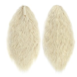 24inch Long Corn Curly Wave Ponytail Extension Synthetic Claw Ponytail Clip in Jaw Claw Hair Extensions Hairpieces for Women Bleach Blonde