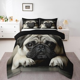 Juego de edredón para perros, bonito juego de ropa de cama de dibujos animados para niños y niñas, 3D, diseño de perro negro, decoración del hogar,...