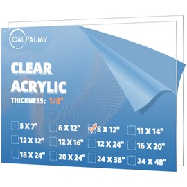 CALPALMY (2-Pack) 8 x 12” Clear Acrylic Sheet Plexiglass – 1/8” Thick; Use for Craft Projects, Signs, Display Cases, Sneeze Guard and More; Cut with Cricut, Engraver, Saw or Hand Tools – No Knives