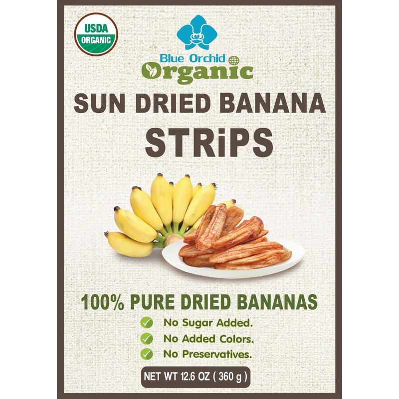 Organic Sun Dried Banana Strips - No Sugar Added -