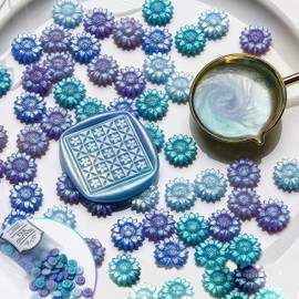 AOMAYLL 100pcs Sealing Wax Beads- Wax Seal Aurora Color- Flower Shape Wax Beads for Wax Seal Stamps, Letters, envelopes, Decorations, Invitations, Cards, Gift Wrapping Crafts (Aurora Australis)