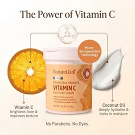 NATURE WELL- Crema hidratante iluminadora con vitamina C clínica para rostro y cuerpo, cuidado de la piel antienvejecimiento, reafirmante y nutritiva