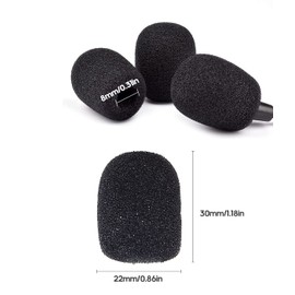 REQAG Pack of 20 Foam Replacement Windscreen for Microphone and Headset Mini Microphone Headset Windscreen for Teaching, Stage Performance and Meetings, Black