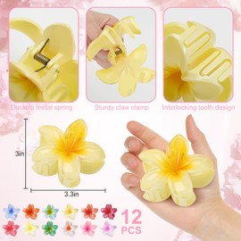 pclapora Pack of 12 Flower Hair Clips, Hair Clips, Flower Shaped Claw Clips, Wedding Hair Clips, for Women Girls Hair Styling Accessories, Flower Hair Clip for Thick Hair