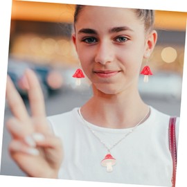 BESPORTBLE 1 Set Creative Mushroom Earrings and Neck Chain for Women Unique Lightweight Dangle Jewelry for Christmas Valentine Day and Birthdays Match for Any Outfit