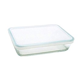 Pyrex 1.5L Rectangular Casserole Dish with Plastic Lid - Glass, Transparent, 22x17x6 cm, 1.5 Liters, White
